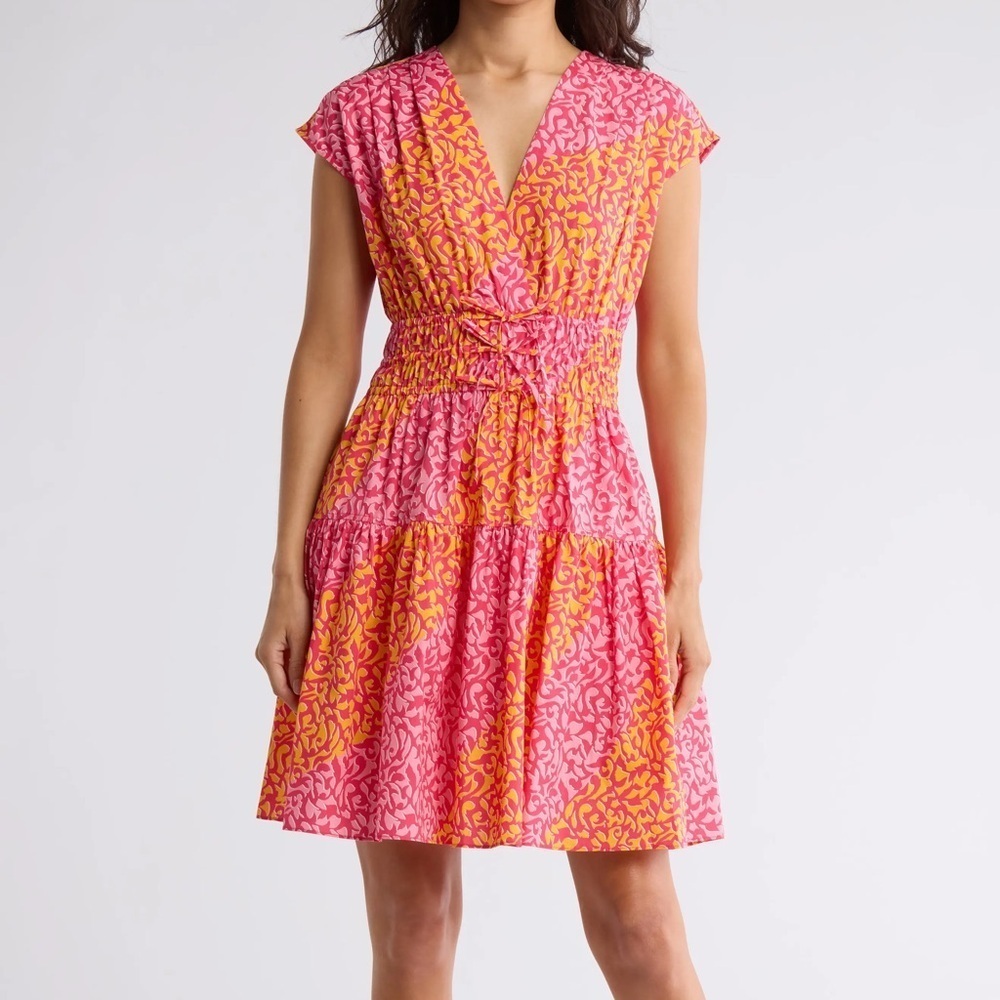 Derek Lam 10 Crosby Tora Floral Print Shirred Dress